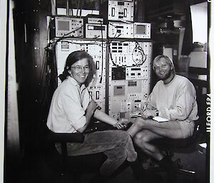 Scientist siting in frobt of the Fabry-Perot Spectrometer