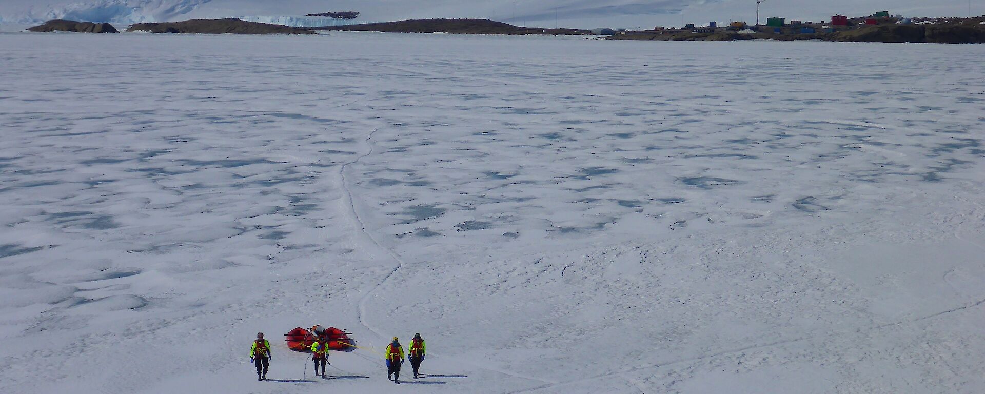 The rescue team crossing Kista Strait