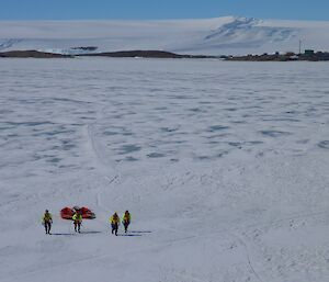 The rescue team crossing Kista Strait