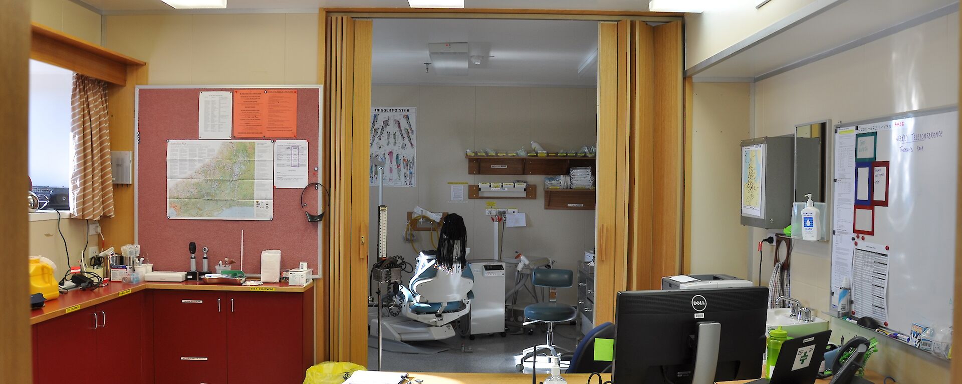 Main consulting room, looking into the treatment room. Yorrick likes to hang out in the dental chair until the real customers arrive