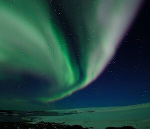 The aurora has many colours. This is another view of the aurora on 19 March — the green is lighter