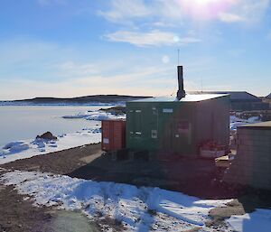 The incinerator building where Warren lives down by the shore