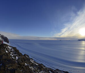 A view of the Casey Range rising up out of the ice plateau from the Davis range