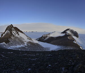 A view of Mt Fang and Mt Elliot