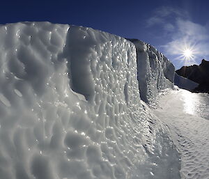 A wind scour wall polished by the wind