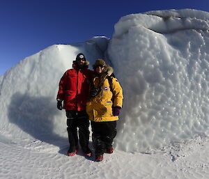 Kate and trev in front of a wind scour