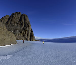 A view of Trev and kate on a frozen lake which is one of many in the area