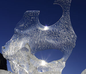 Sun reflecting off an ice sculpture