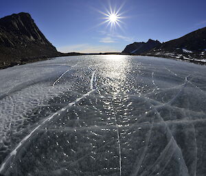 The polished surface and cracks in Lake Lorna