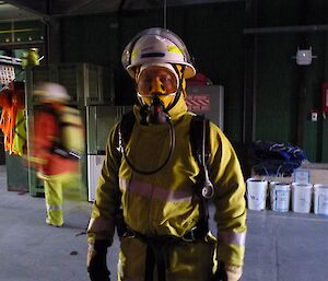 Angus in his fire fighting clothing ready to start