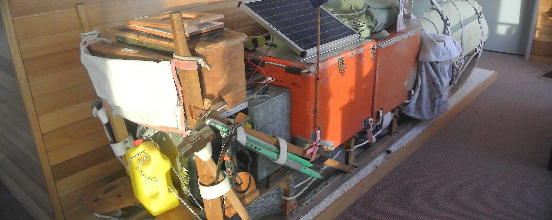 A sled loaded for a trip showing the heavy weight that the dogs could pull