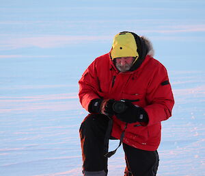 Peter preparing his camera for the sight of the penguin colony