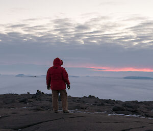 John and Kim view the sunset over the sea ice