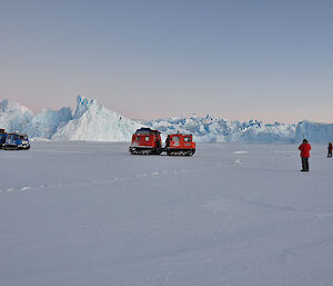 Inspecting a tide crack near Taylor glacier to make sure it is safe to cross.