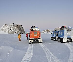 On our way to Proclamation Point travelling by Hägglunds over sea ice.