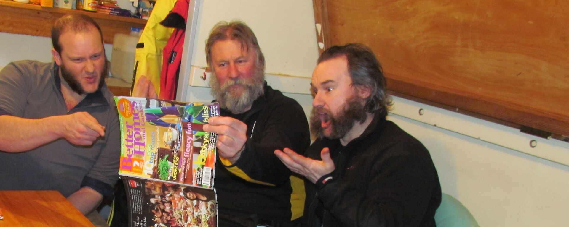 Enjoying the field hut literature.