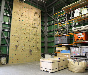 The coloured climbing holds are bolted to the wall, giving climbs of different grades and catering for all ability levels.