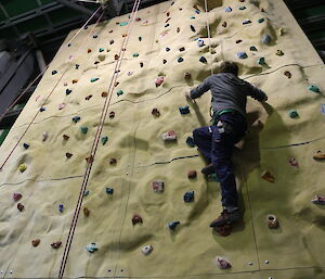 Angus Cummings starts up the wall — eight vertical metres can seem like a long way!