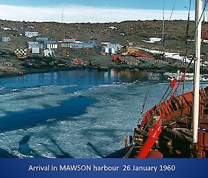 Mawson station view from Nella Dan in 1960