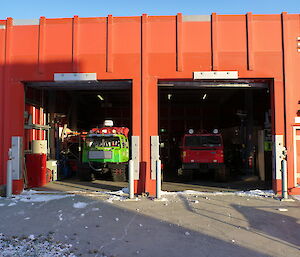 The emergency vehicle shelter where our fire and search and rescue Hägglunds are stored.
