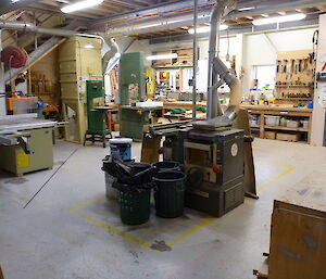 Various saws and other woodworking equipment inside the carpenters’ workshop known as ‘Rosella'.