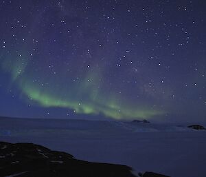 Predawn Aurora over the David Range.