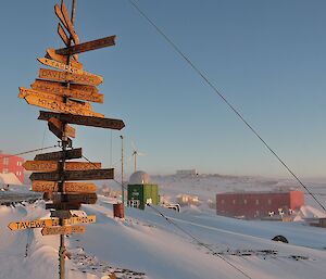 The signs all point to less exotic places on the Mawson internal sign post..
