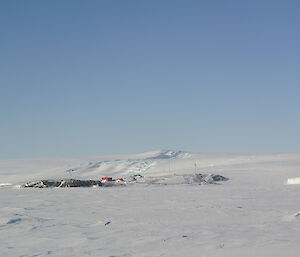 A view of Mawson Station from the sea ice.