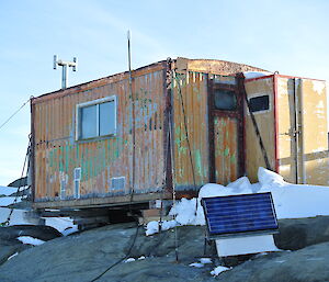 Rogers Lodge a steel hut up on stumps, a warm and safe location.