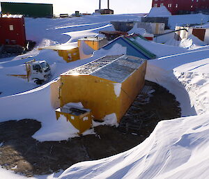 Old station snow build up is substantial but access to all building is still available.