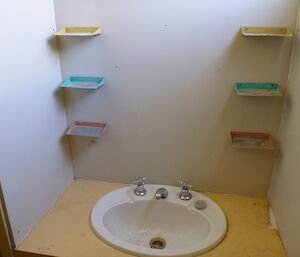 Hand basin with soap holder for each expeditioner.