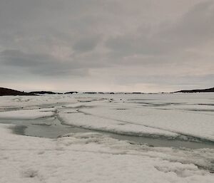 Changes in the sea ice are becoming obvious with cracks and leads opening up.