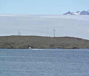 The west Arm of Horseshoe Harbour with wind turbines in the back ground