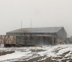Possibly my last chance to be in a blizzard with a view of the first aircraft hangar in the Antarctic.