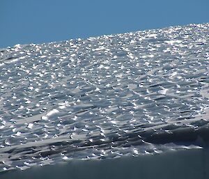 The surface of the ice becomes mottled and ridged.