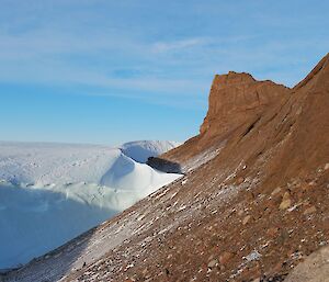 A rocky slope with loose stones