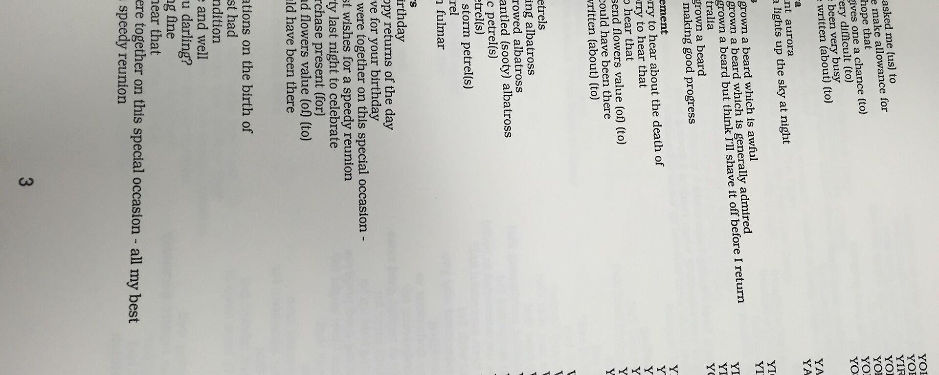a page of a book with sentences and corresponding codes