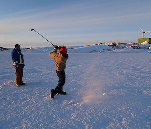Playing golf on the sea ice