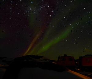 A green and pink aurora