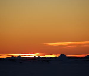 The sunset over the sea ice