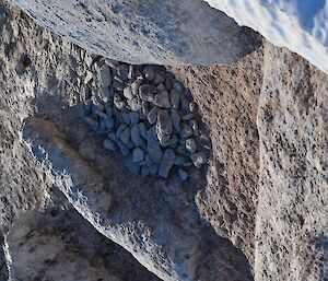 A nest made out of small rocks