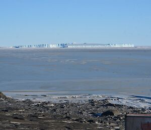 A view of sea ice and ice bergs