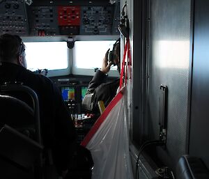 Pilots Rich Cameron and Jordon Byng in the cockpit of Basler GCX