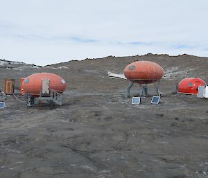 The huts used by researchers at Bechervaise Is