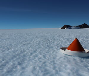 The ice sculpted milky blue surface of the Rumdoodle ski landing area