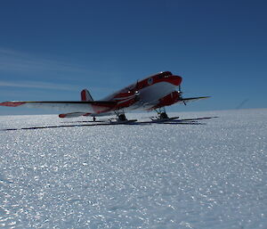 The Basler plane with passengers on board ready to depart for Davis