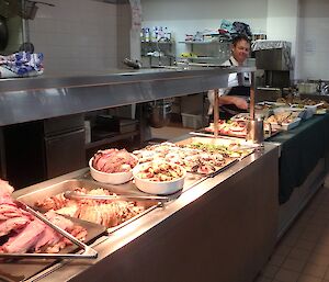 Gavin our chef and the food he has prepared for Christmas Dinner Mawson 2016