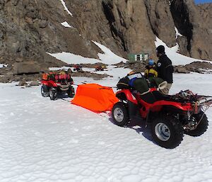 A quad bivvy set up for use