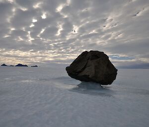 A rock balancing on an ice pedastal near Rumdoodle hut