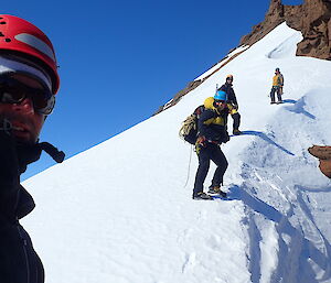 The crew on the descent, Dan Bird, Heidi Godfrey, Chris Hill and Gavin Melgaard